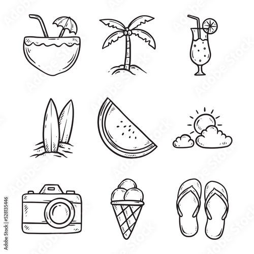 summer hand drawn icon illustration