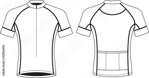 Cycle jersey. Cycling shirt, cyclist shirt sport wear protection equipment vector illustration. Uniform.