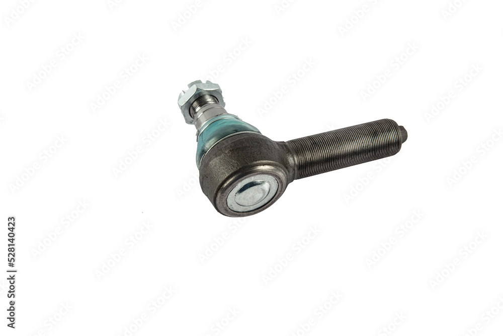 Tie rod end, steering tie rod end, car spare parts, isolated on white background. Tie rod end or ball joint, automotive part. Tie rod end, steering tie rod end, car spare parts, isolated on white background. Tie rod end or ball joint, automotive part.