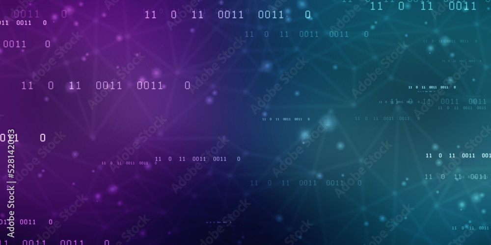 Fototapeta premium Binary Code Background, Digital Abstract technology background, flowing number one and zero text in binary code format in technology background. Internet Big data Concept