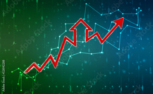 3d rendering business graph and documents. Stock market chart. Business graph background, Financial Background