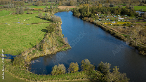 Aerial view of the Old Durme river  in Flanders  Belgium 