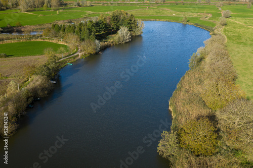 Aerial view of the Old Durme river, in Flanders (Belgium)