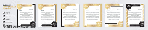 set of new modern letterhead template for stationery design all business company. vector format editable  A4. golden color for download.