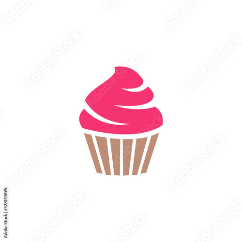 pink cupcake isolated on white background