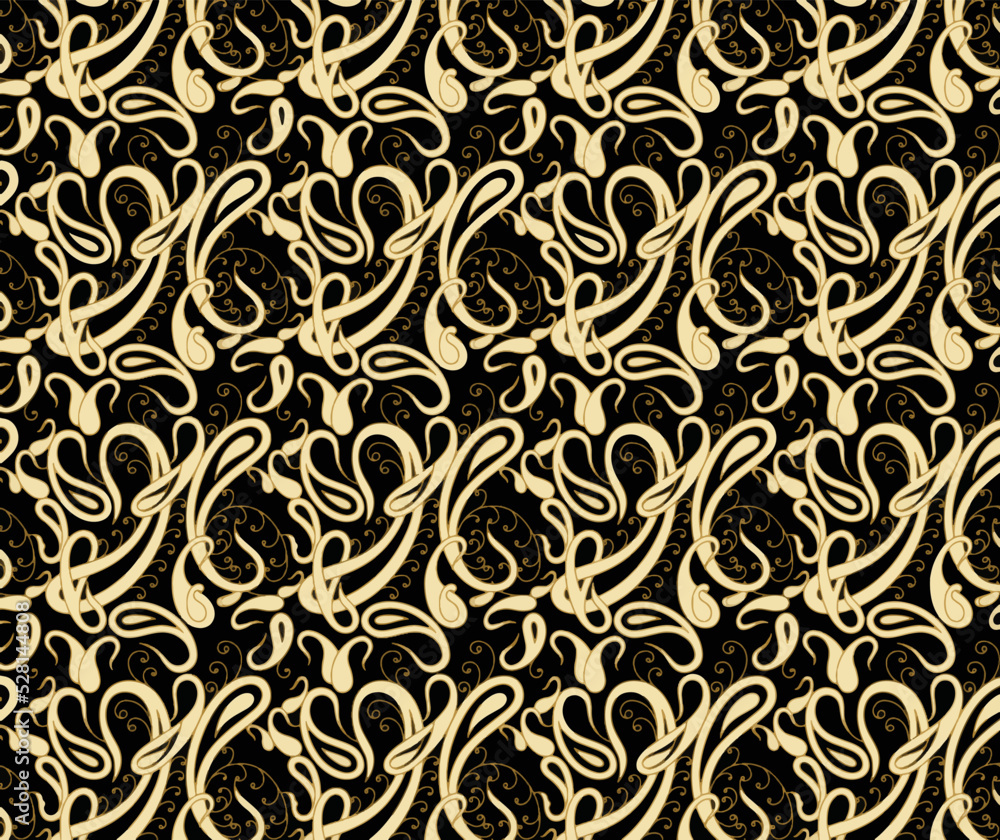 Seamless pattern based on Pakistani traditional Asian elements Paisley. Brown and navy paisley seamless pattern.