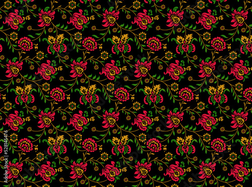 Hand drew paint brushed Wildflower, Meadow floral Seamless pattern illustration artistic style, Design for fashion, fabric, textile, wallpaper, wrapping, and all prints on the green.