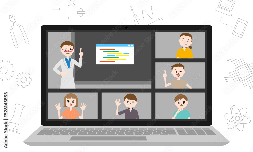 eラーニングを利用したSTEM教育のイラスト(ベクター) eラーニングを利用したSTEM教育のイラスト(ベクター)