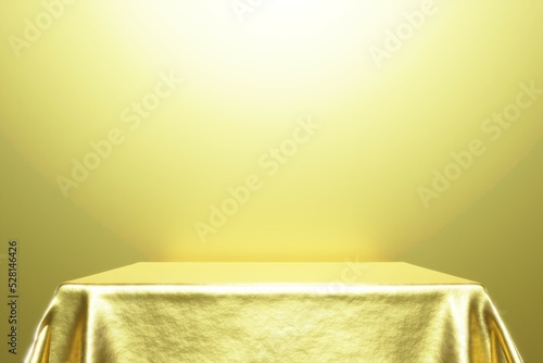Fototapeta Naklejka Na Ścianę i Meble -  金色の布で覆われた四角い台