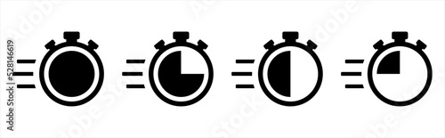 Quick time icon, speed time symbol signs, vector illustration