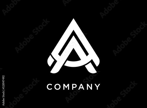 Simple letter A or AA logo design template on black background. Suitable for brand logo.