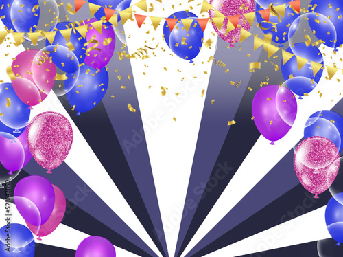 Grand opening card design with balloons  purple