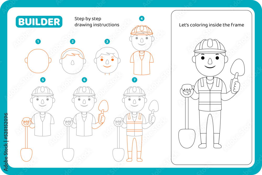 how to draw builder profession tutorial vector how to draw builder profession tutorial vector