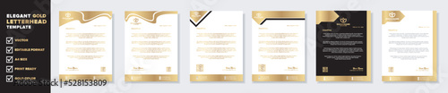 set of new modern letterhead template for stationery design all business company. vector format editable  A4. golden color for download.