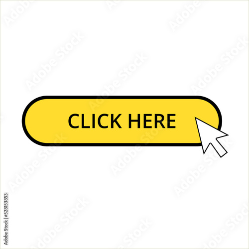 click here button with muse arrow or pointer. Click here, UI button concept for web. Vector illustration