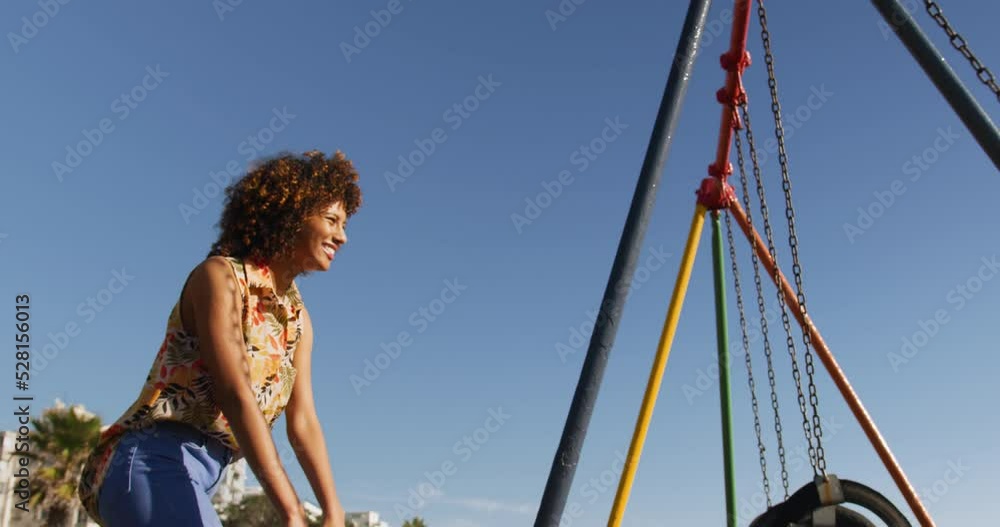 Mother and son having fun at playground Mother and son having fun at playground