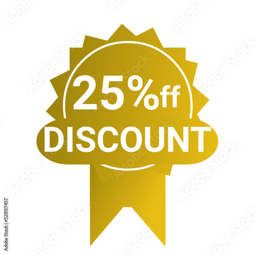 icon discount 25% off yellow color png