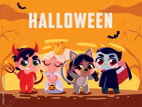 halloween kids wearing costumes