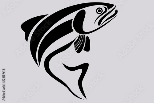 Fish 3D Illustration. Outline illustration of fish for logo and icon