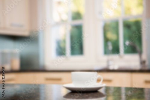 Tea cup on marble in kitchen
