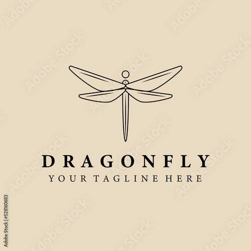 Abstract elegant dragonfly line logo icon vector design. Beautiful lined vector sign