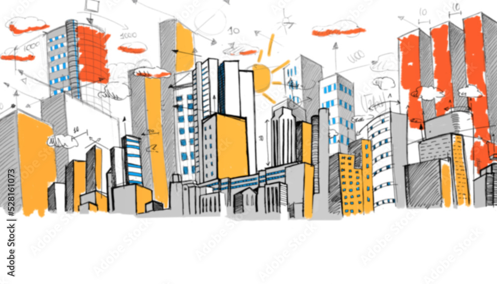 Fototapeta premium Digitally generated image of crowded city