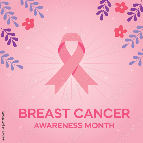 Plantilla de listón rosa por el Día Mundial de la Lucha Contra el Cáncer de Mama, 19 de Octubre, Ilustración en vector. (Redes sociales)