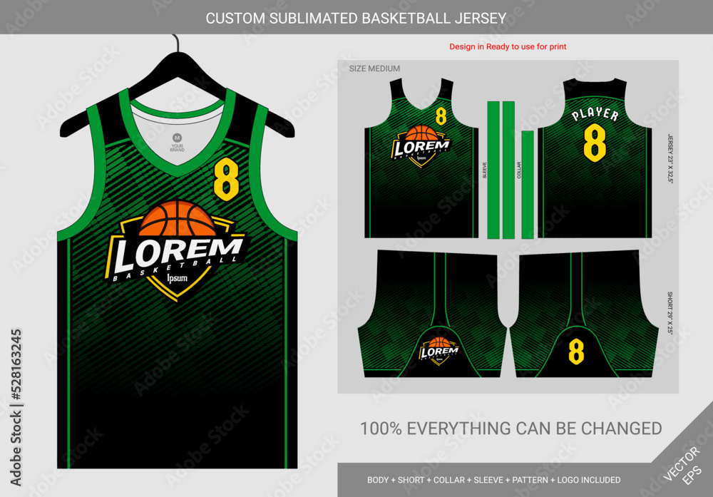 black and green pattern basketball jersey template Stock Vector | Adobe  Stock