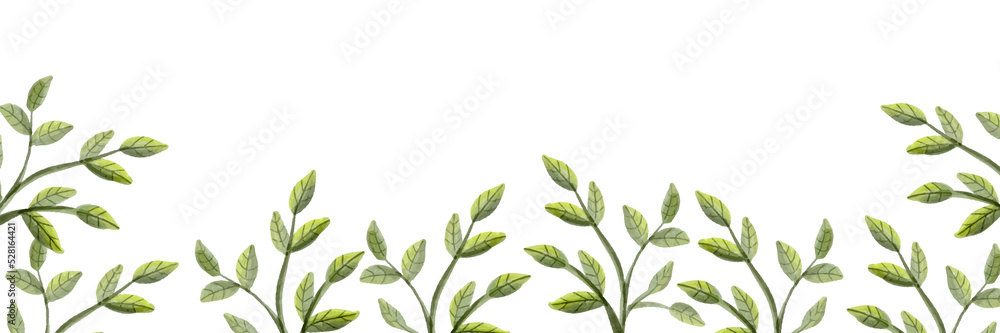 Green watercolor leaves illustration