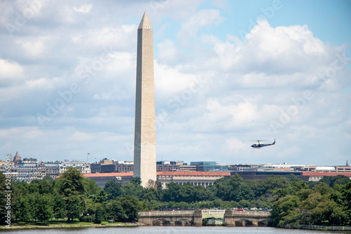Helicopter flying by the Washington Monument - Washington, DC