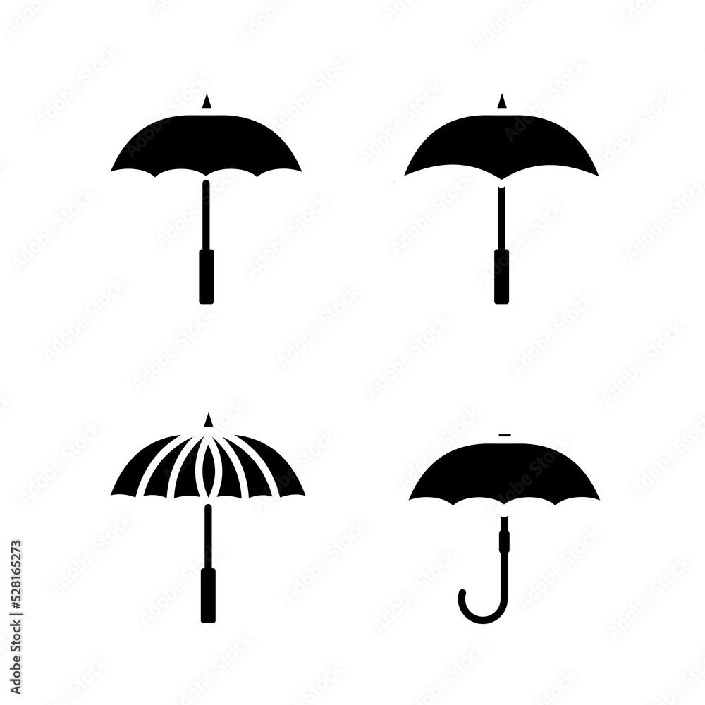 black and white illustration design umbrella icon set