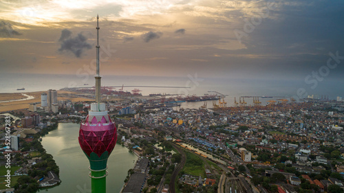 Colombo city and the Lotus Tower Colombo, Sri Lanka	