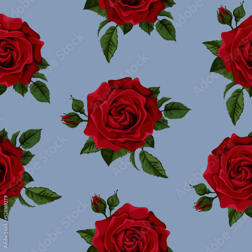seamless pattern with red roses