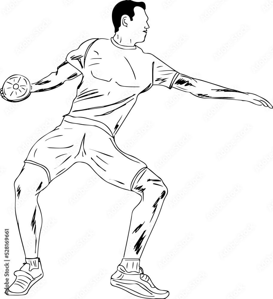 discus throw player vector, discus throw athlete player cartoon doodle