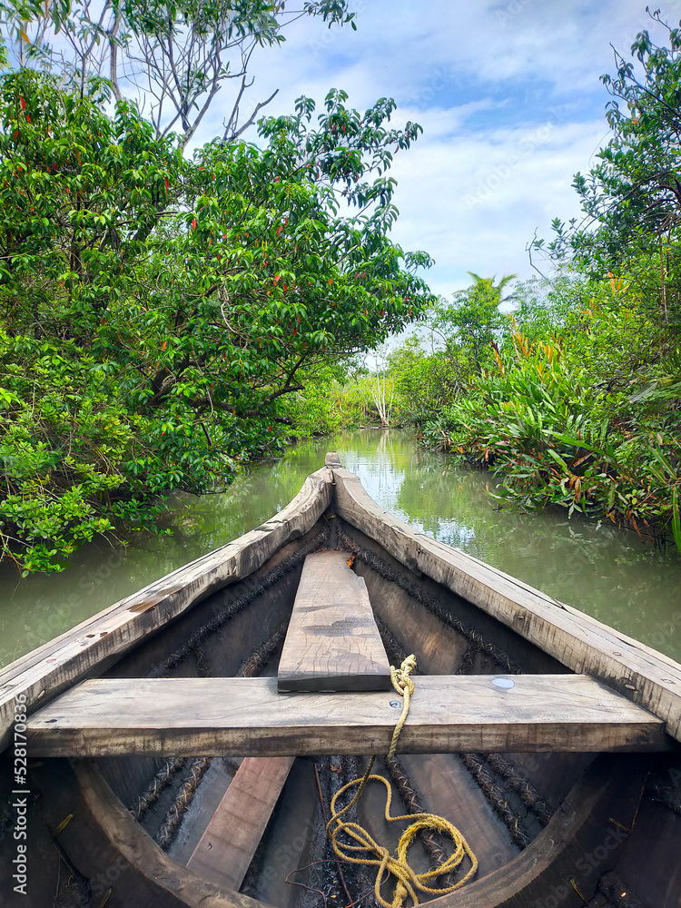 Traditional local boat on Alleppey backwaters Traditional local boat on Alleppey backwaters
