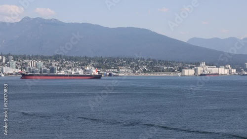 Vancouver BC Canada indistrial ship terminal HD. The Port of Vancouver is the largest port in Canada. Cargo, freight, industry and cruise ship marina and facilities. photo