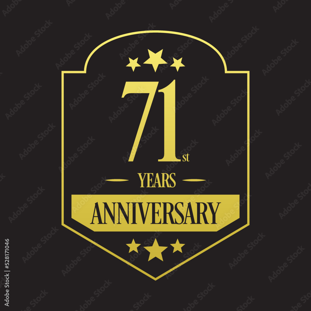 Luxury 71st years anniversary vector icon, logo. Graphic design element