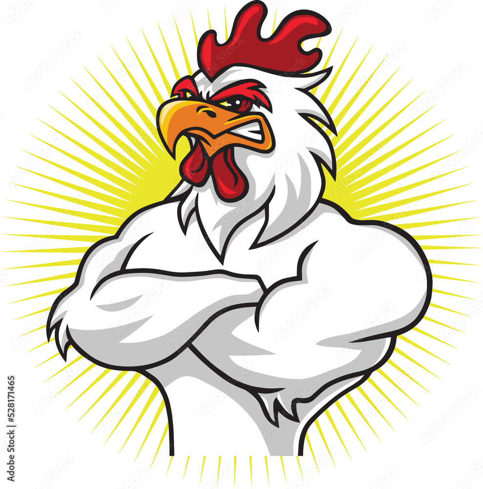 Angry Rooster Mascot Logo Premium Cartoon Illustration