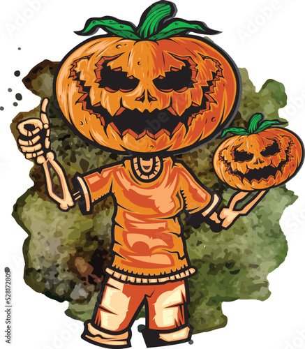 Skull Halloween pumpkin vector design