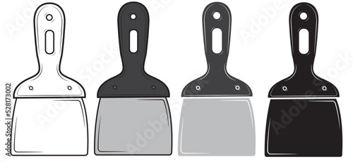 Set of Palette-knife on an isolated white background.repair tool.  vector illustration.