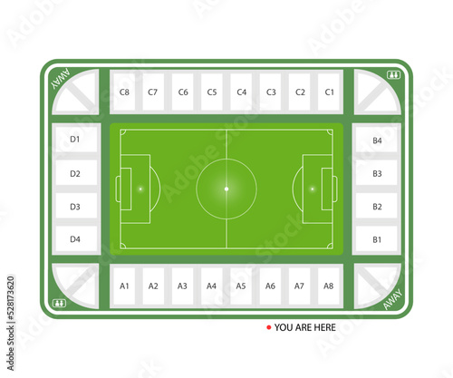 Top view of football stadium with seat numbers, Vector illustration design.