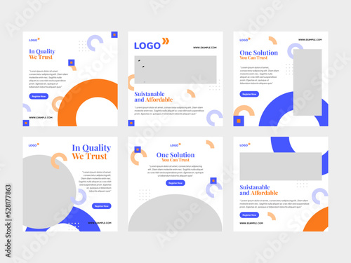 Get Creative with Shapes: A Set of Circle Geometry Business Square Banner and Social Media Post Templates