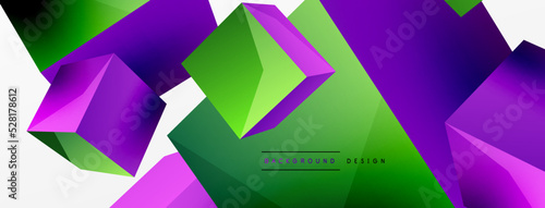 3d cubes vector abstract background. Composition of 3d square shaped basic geometric elements. Trendy techno business template for wallpaper, banner, background or landing