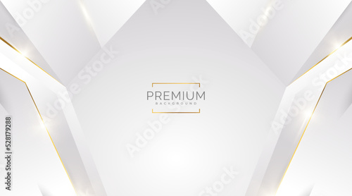 Luxury White and Gold Background with Golden Lines and Paper Cut Style. Premium Gray and Gold Background for Award, Nomination, Ceremony, Formal Invitation or Certificate Design