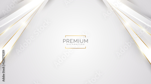 Luxury White and Gold Background with Golden Lines and Paper Cut Style. Premium Gray and Gold Background for Award, Nomination, Ceremony, Formal Invitation or Certificate Design