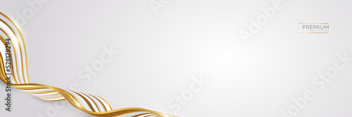 Luxury White and Gold Background with Golden Lines and Paper Cut Style. Premium Gray and Gold Background for Award, Nomination, Ceremony, Formal Invitation or Certificate Design