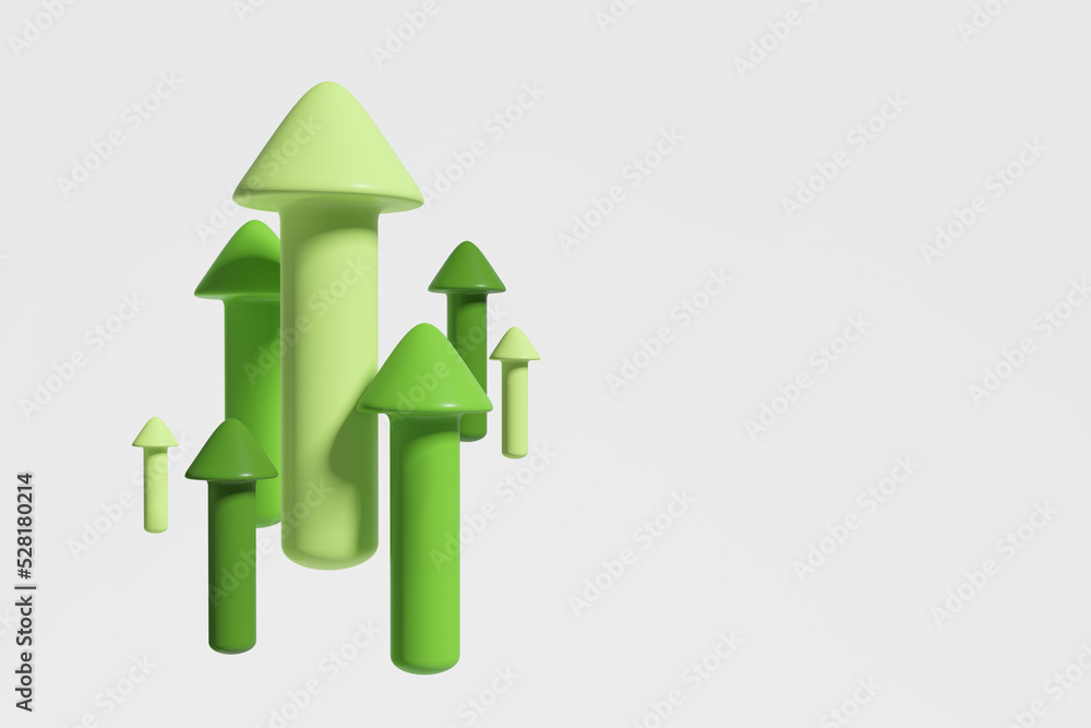 Green arrows rising, progress and success. Copy space Green arrows rising, progress and success. Copy space