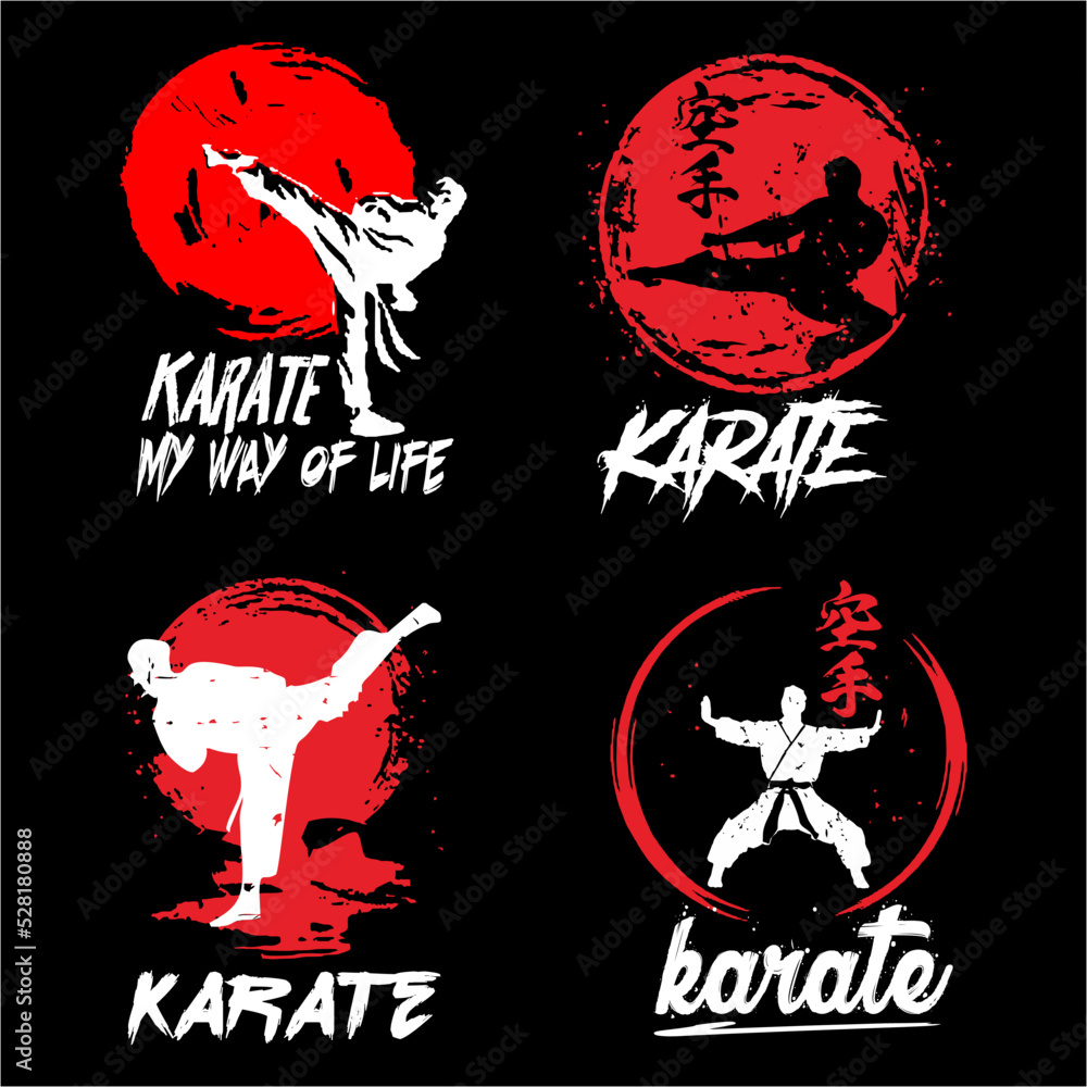 bundle karate illustration vector design. foreign language means karate. really good for logo and design printing product