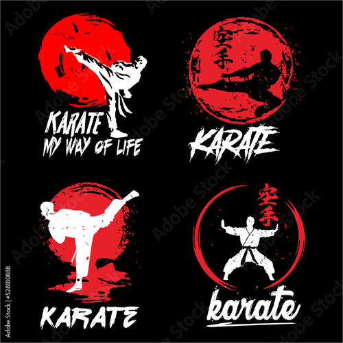 bundle karate illustration vector design. foreign language means karate. really good for logo and design printing product