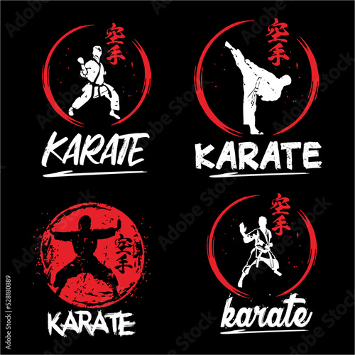 bundle karate illustration vector design. foreign language means karate. really good for logo and design printing product